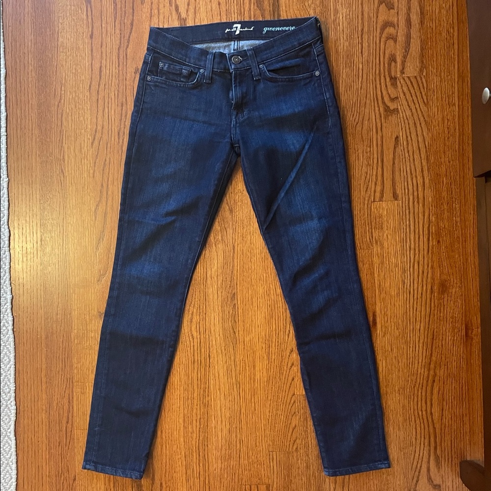 7 For All Mankind Gwenevere Dark wash low rise skinny jeans